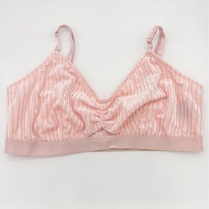 Free Press Light Pink Striped Velvet Bralette